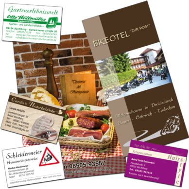 Flyer, Visitenkarten, Urkunden, Glückwunschkarten usw.